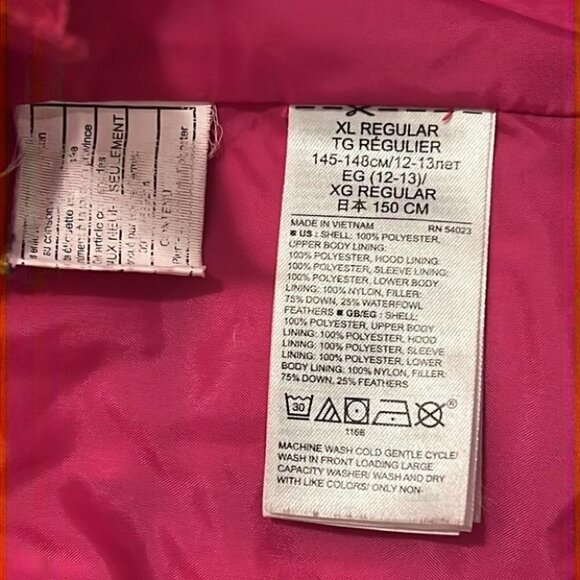 Gap kids bright pink down filled puffer winter coat size XL - Picture 11 of 14